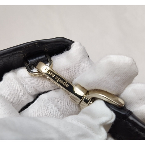 Kate Spade New York Black Leather Double Handles Zipper Closure Satchel Bag - Picture 7 of 16